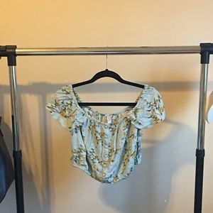 Off the shoulder, sea foam green top